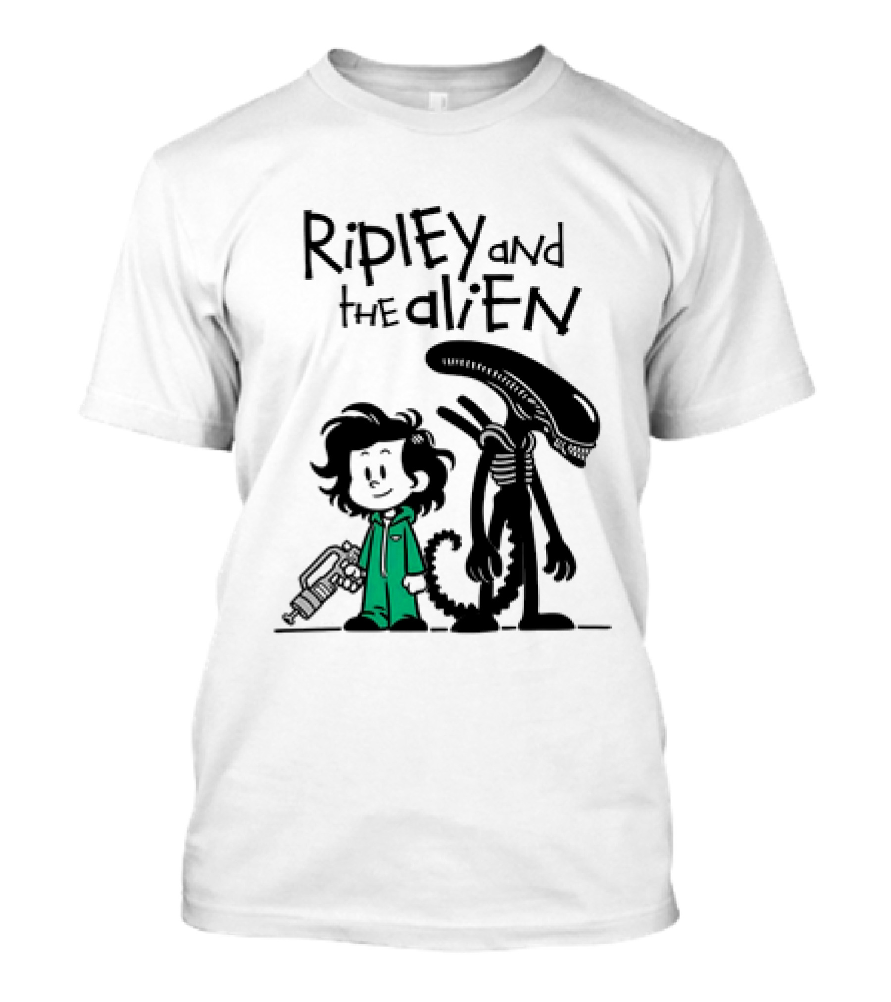 Ripley And The Alien Xenomorph Meets Calvin And Hobbes Mashup T-Shirt