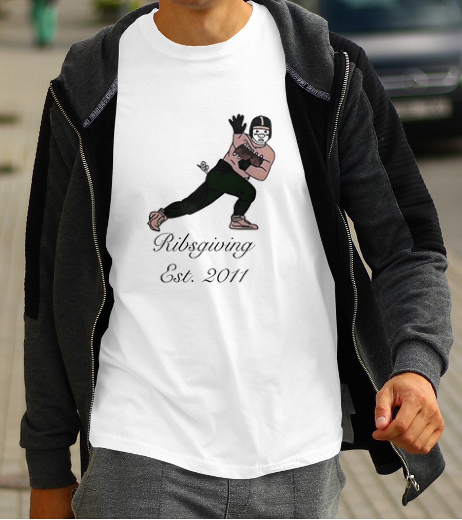 Green Pig Ribsgiving Est. 2011 Football Player T-Shirt