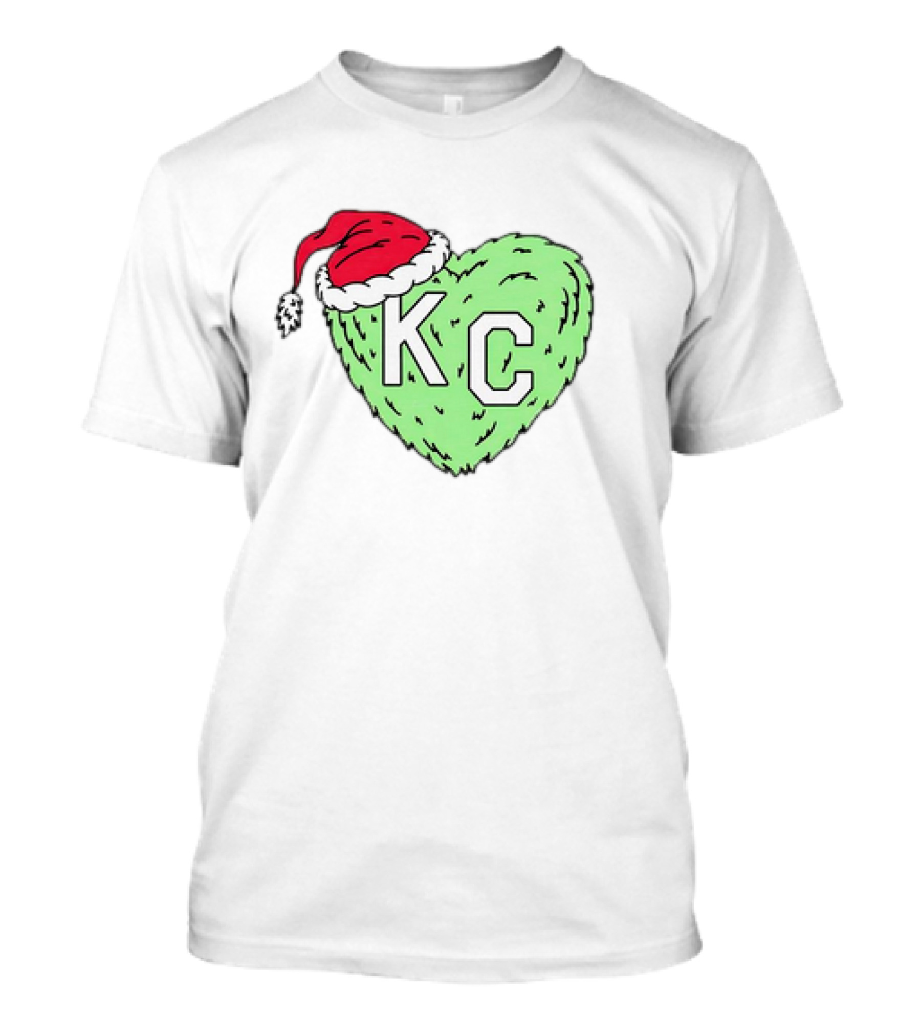 Grinch KC Heart Christmas Santa Hat T-Shirt