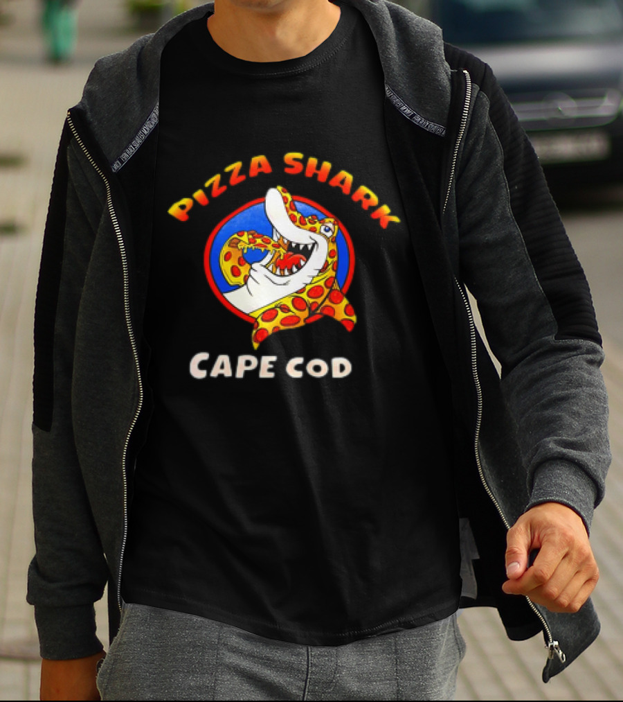 Pizza Shark Cape Cod Unique Pizza-Loving Shark Adventure T-Shirt