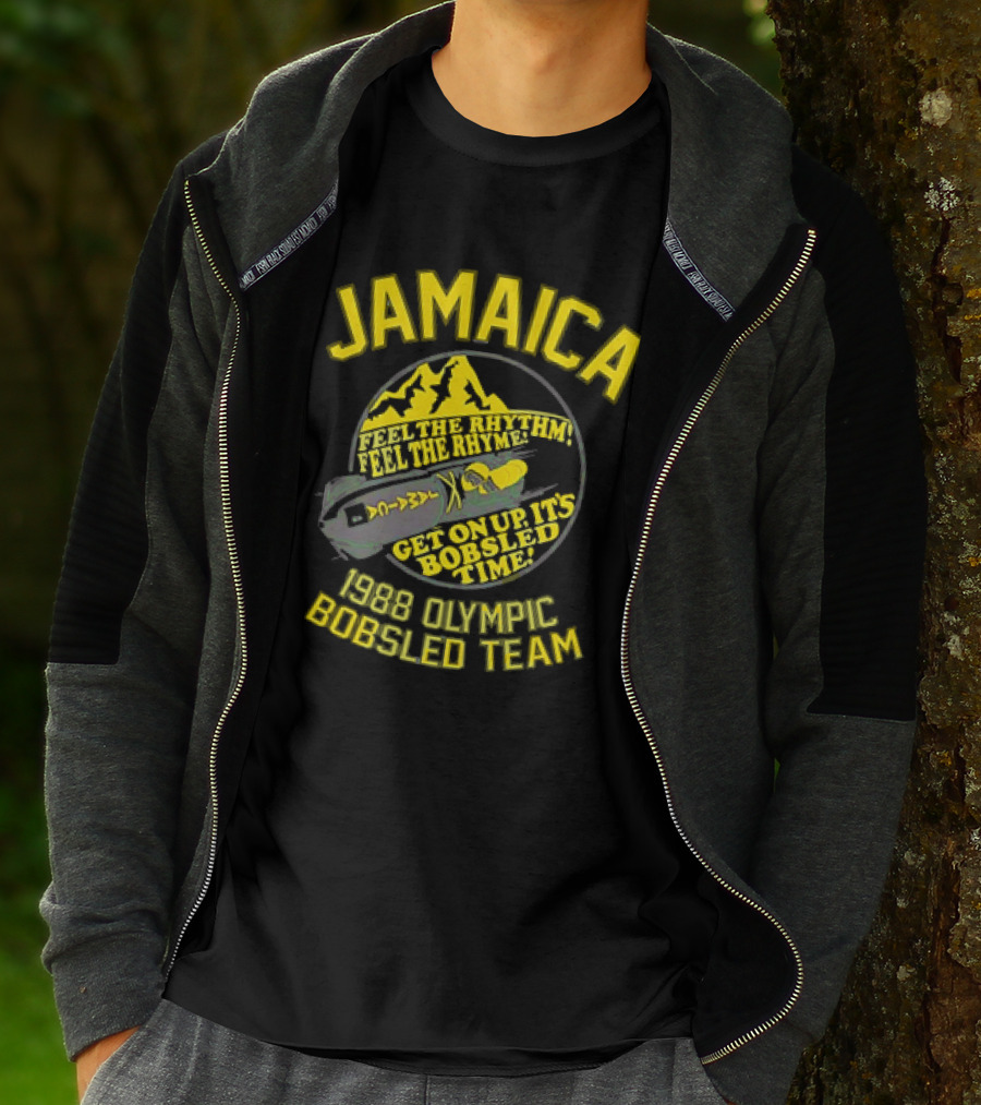 Jamaica 1988 Olympic Bobsled Team Feel The Rhythm Feel The Rhyme Get On Up It's Bobsled Time T-Shirt