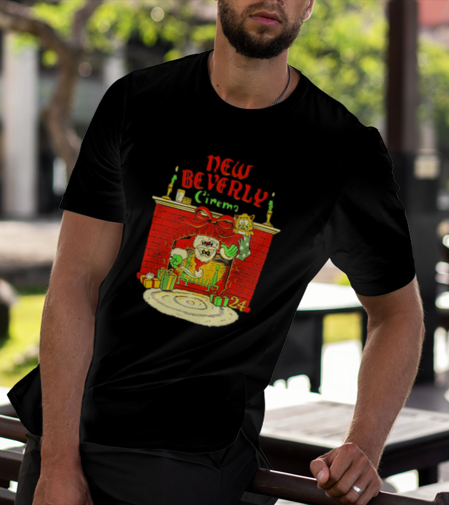 New Beverly Cinema Christmas Horror Santa Fireplace Scene T-Shirt