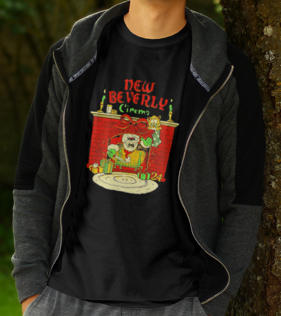 New Beverly Cinema Christmas Horror Santa Fireplace Scene T-Shirt