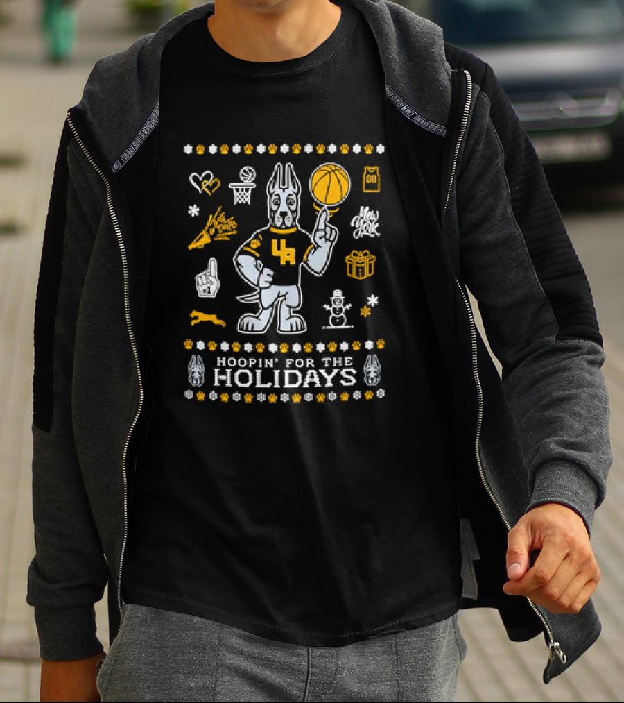 UAlbany Hoopin' For The Holidays New York Basketball Christmas T-Shirt
