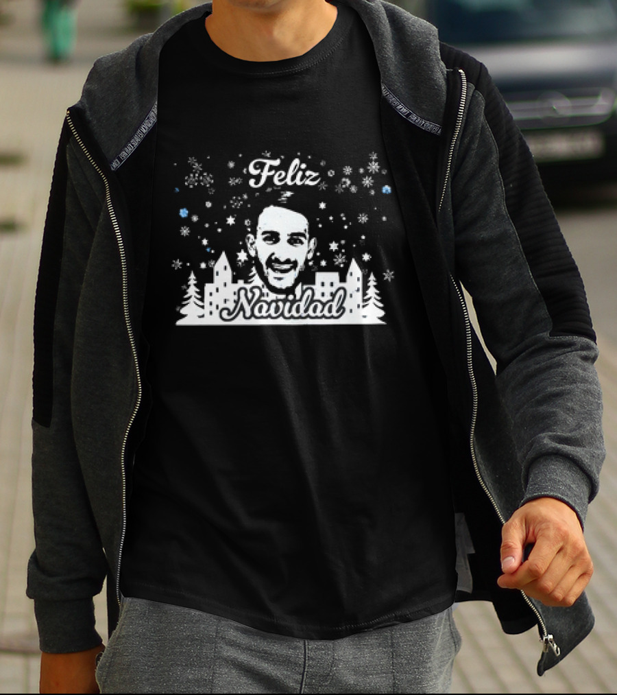 Feliz Navidad Pol Valentin Xmas Christmas Snowflakes Urban Scene T-Shirt