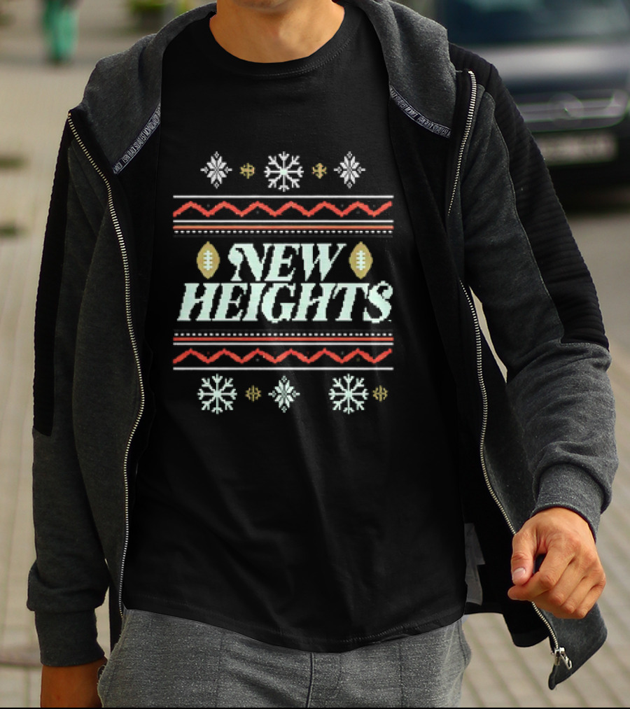 New Heights Football Snowflake Christmas Holiday T-Shirt