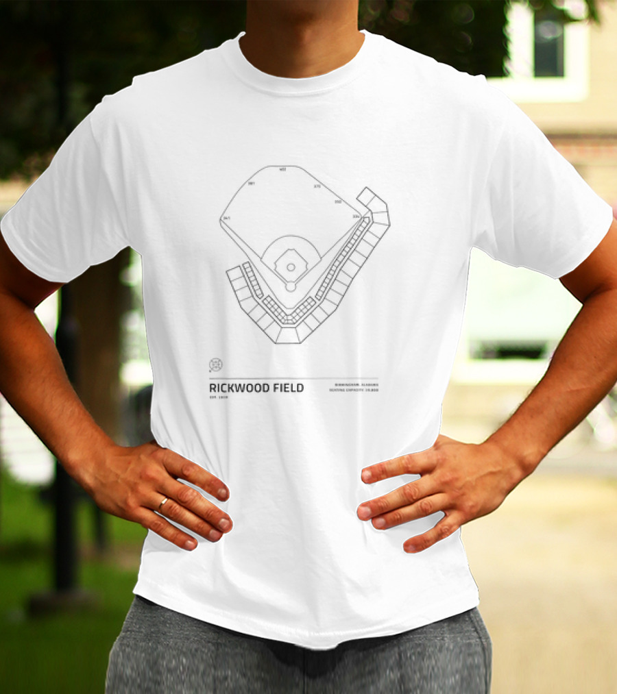 Rickwood Field Stadium Birmingham Alabama Est 1910 Diagram Layout T-Shirt