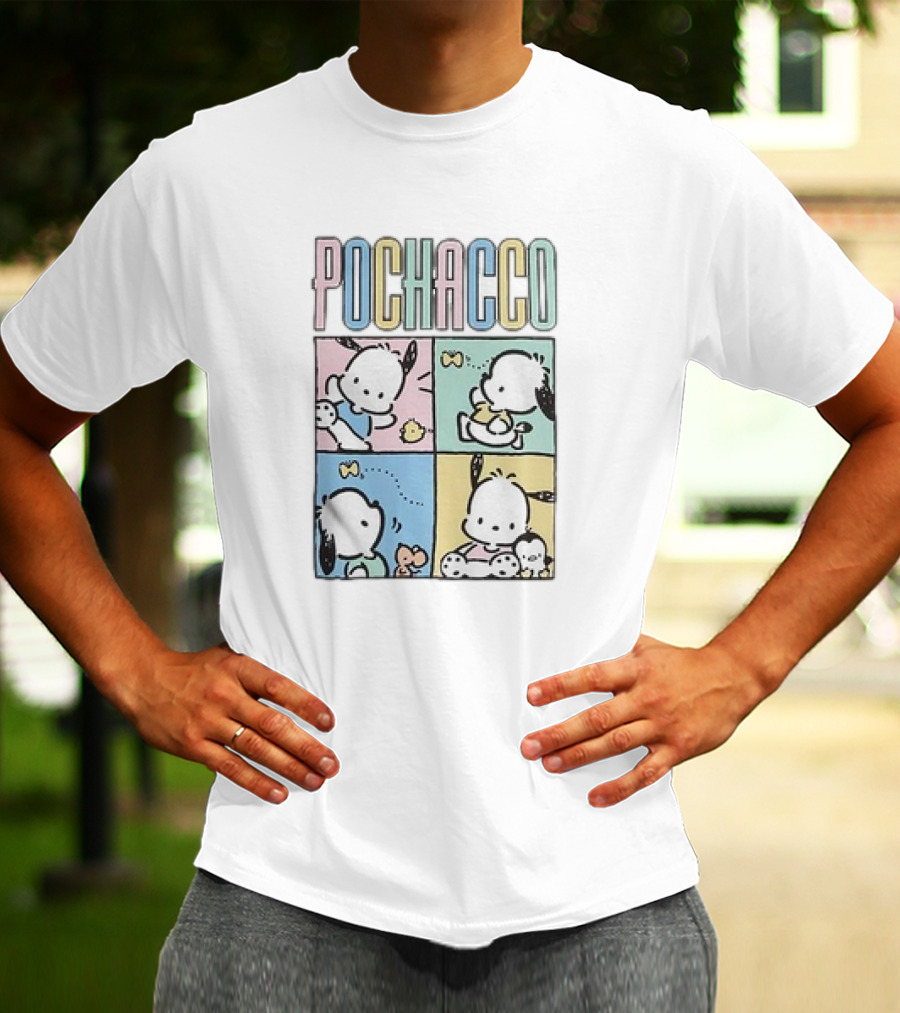 POCHACCO Pastel Grid Cute Comics Panel Series T-Shirt