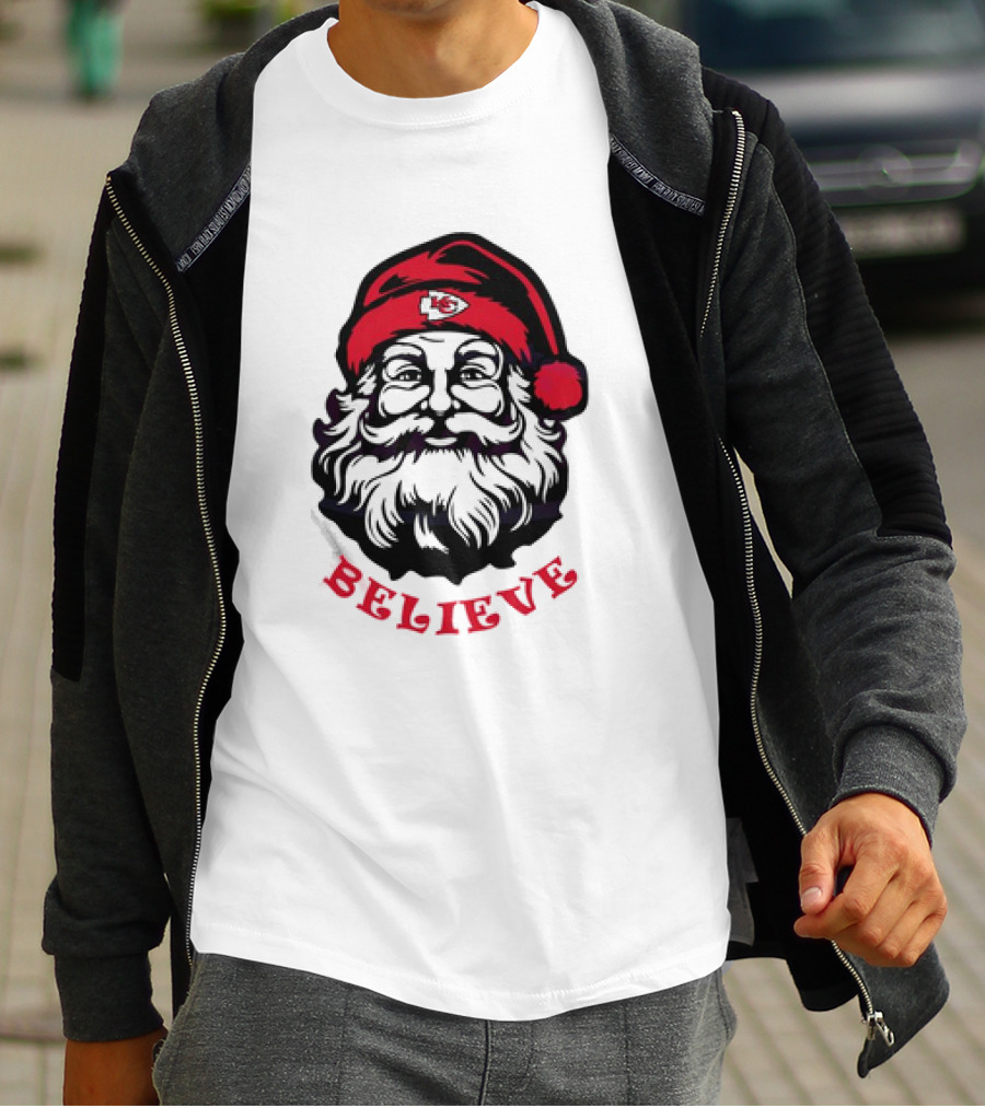 Santa Claus Believe Kansas City Chiefs Christmas T-Shirt
