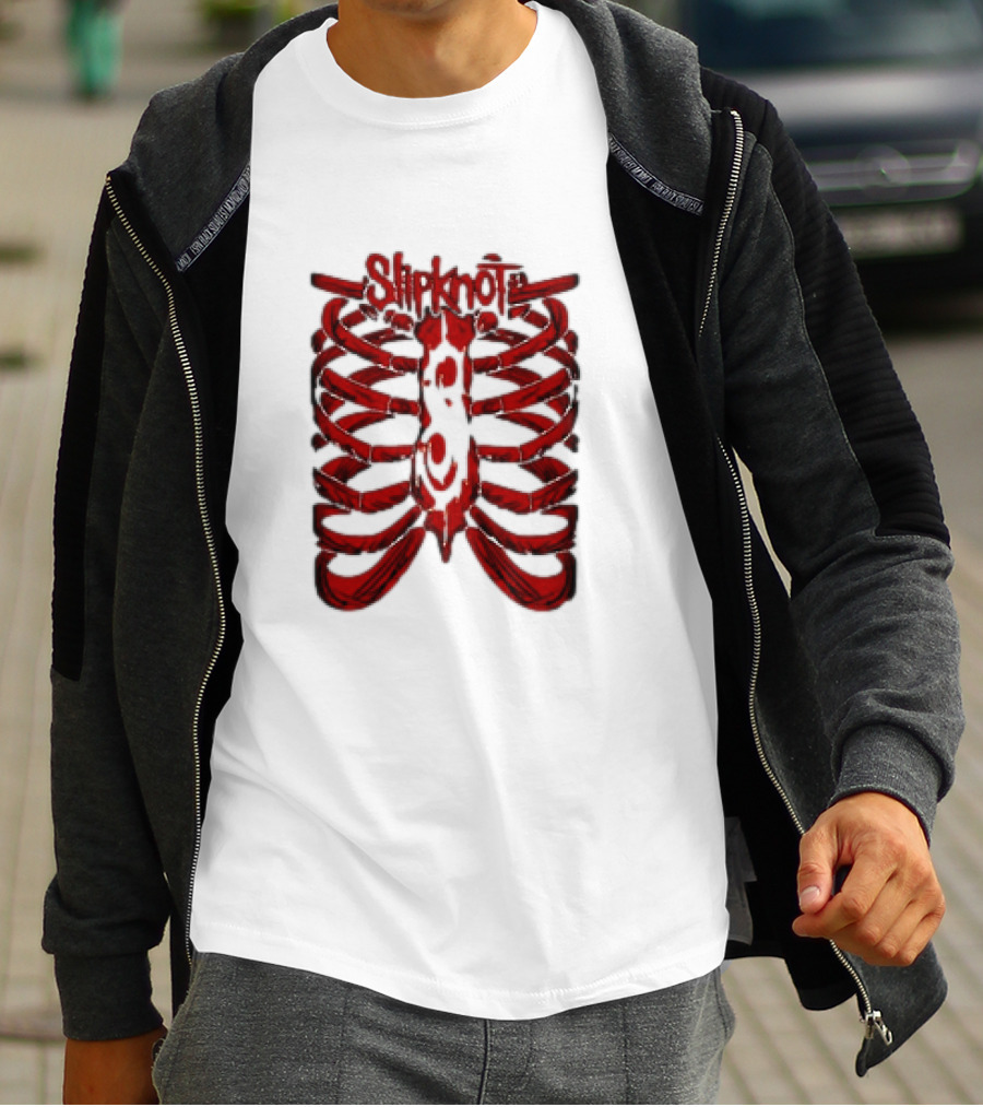 Slipknot Ribcage Skeleton Logo Red T-Shirt
