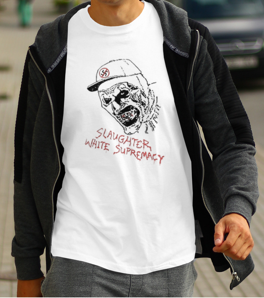Slaughter White Supremacy Zombie Face Anti-Swastika Cap T-Shirt