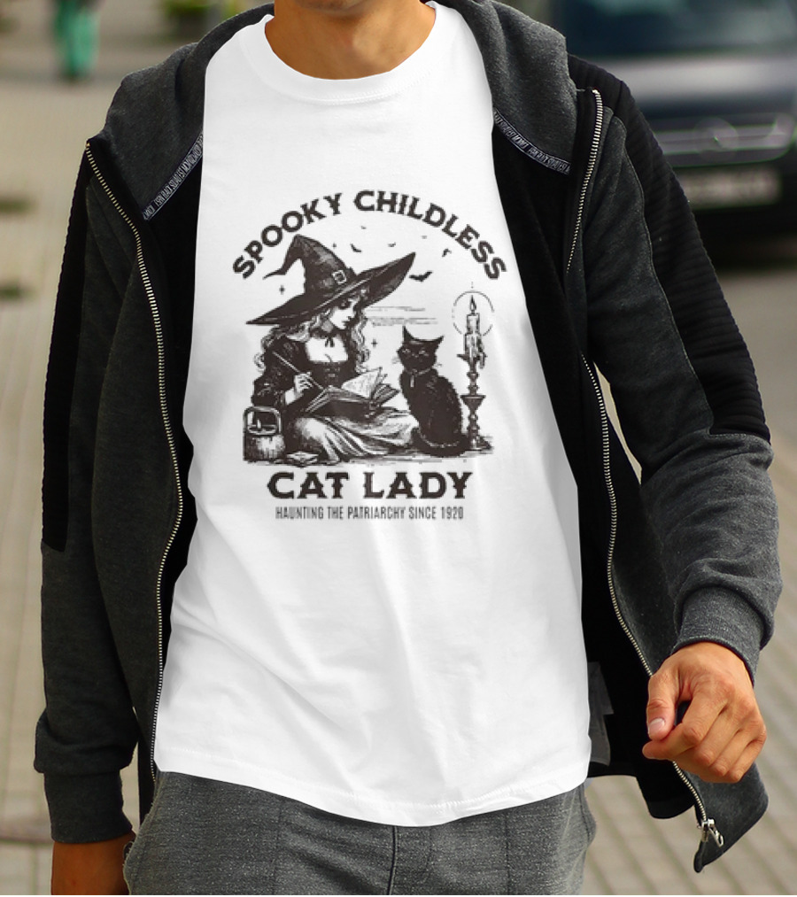 Spooky Childless Cat Lady Witch Haunting The Patriarchy Since 1920 T-Shirt