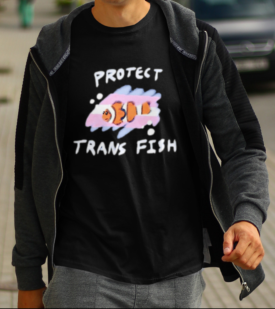 Protect Trans Fish Clownfish With Transgender Flag Colors T-Shirt
