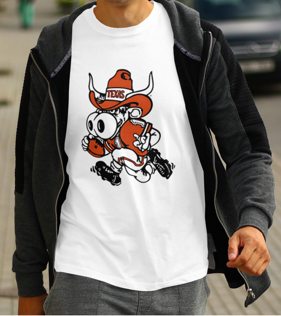 Bevo Texas Longhorn Football Mascot Running Cowboy Hat T-Shirt