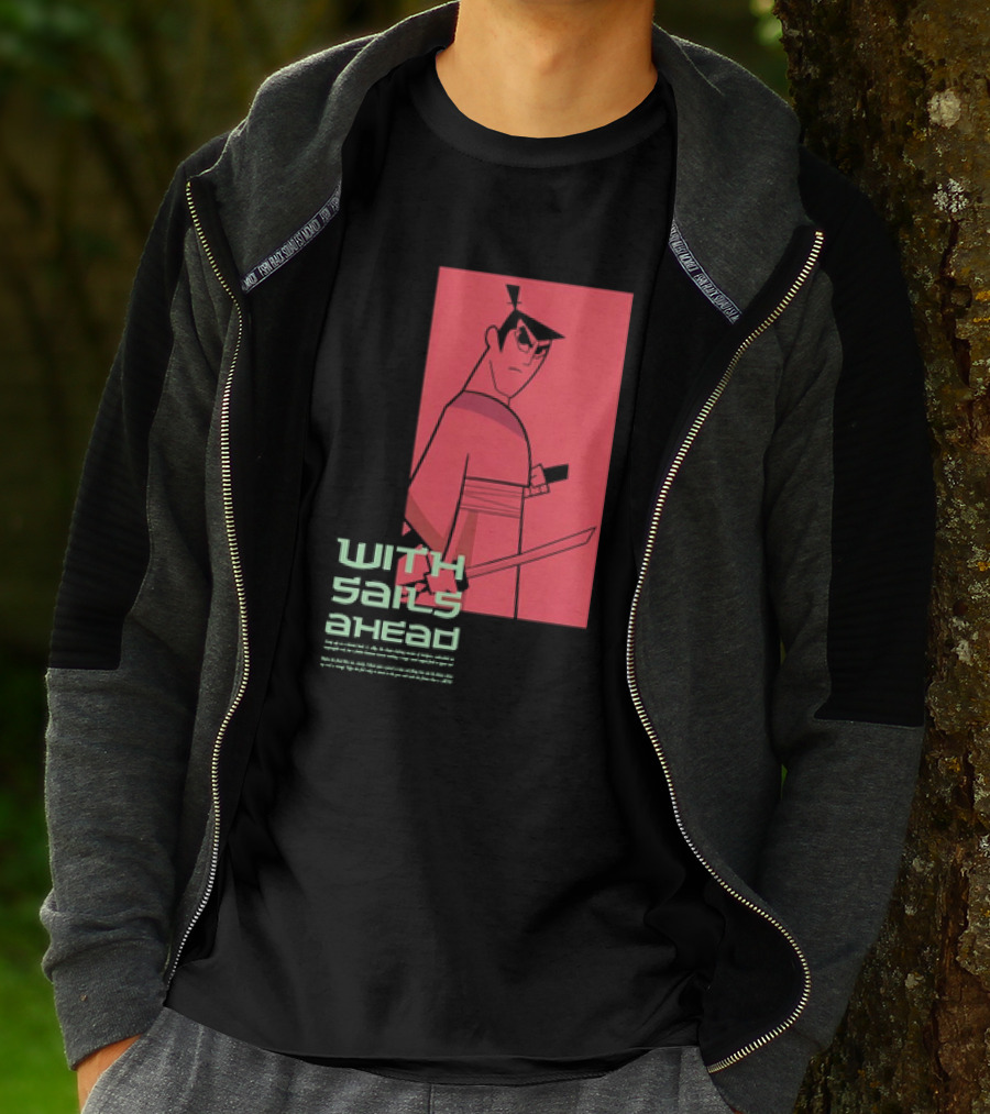 Samurai Jack With Sails Ahead Retro Style Fan T-Shirt