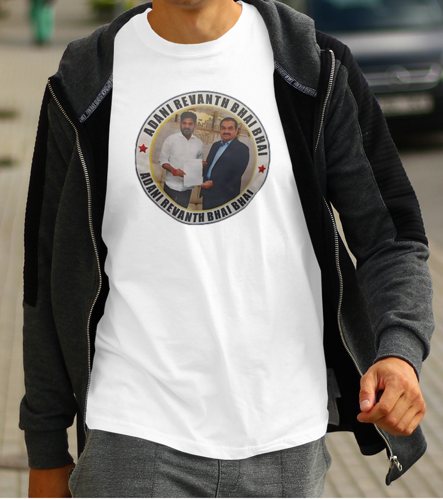 Adani Revanth Bhai Bhai Collaborative Meeting Circle Image T-Shirt