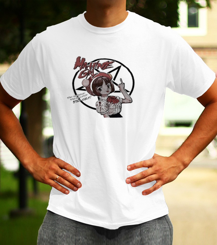 Machine Girl Stay Hydrated Stay Educated Stay Ugly Star Symbol Anime Character T-Shirt