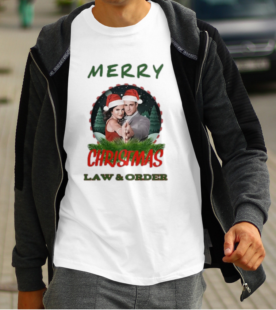 Merry Christmas Law And Order Santa Hats Holiday T-Shirt
