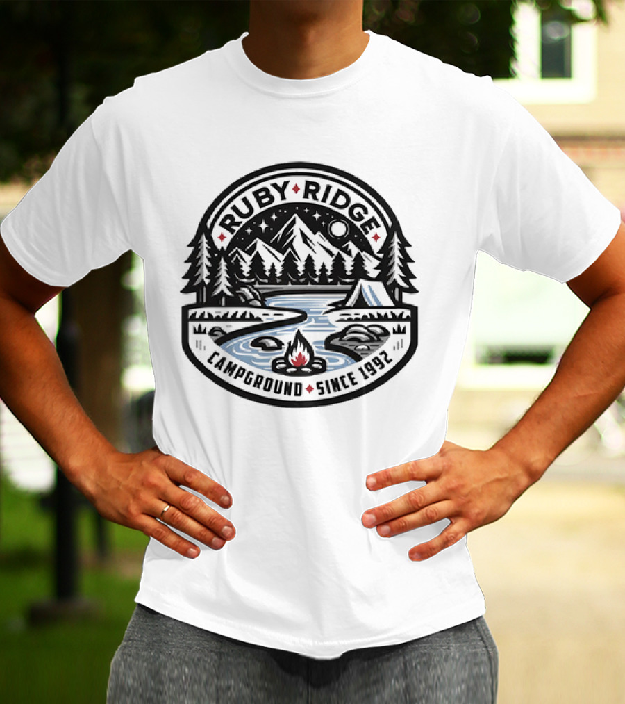 Ruby Ridge Campground Scenic Mountains And Campfire Since 1992 T-Shirt