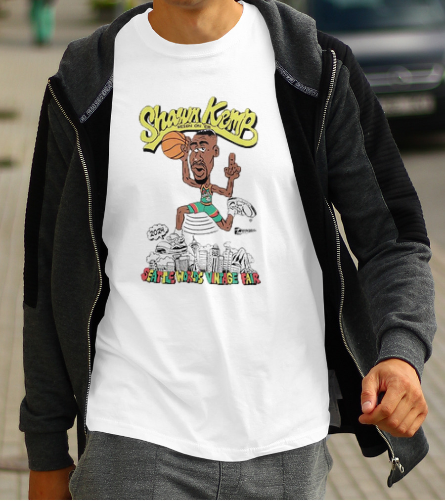 Shawn Kemp Seattle World's Vintage Fair Iconic Basketball T-Shirt
