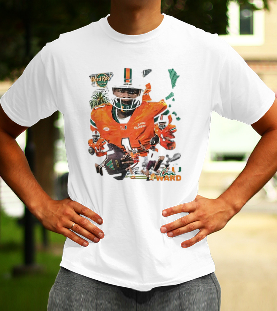 Cam Ward Miami Hurricanes Hard Rock Stadium Football T-Shirt
