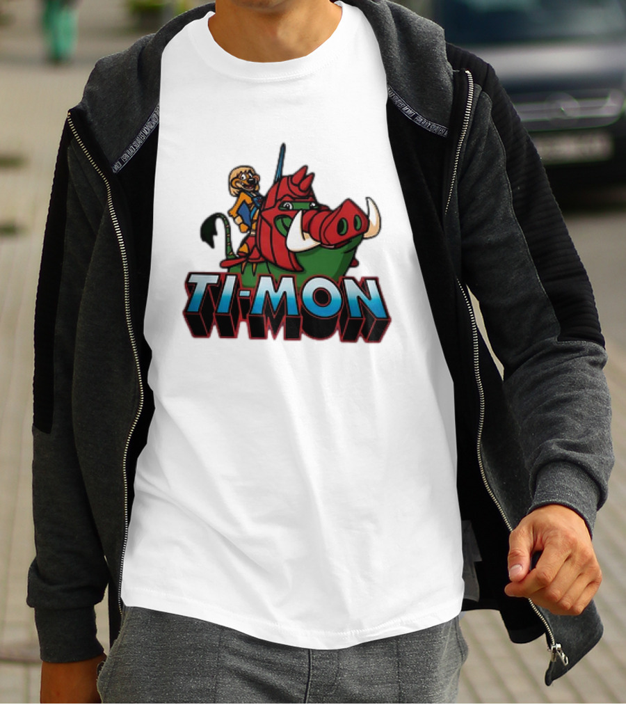 Ti-Mon Timon Riding He-Man Battle Cat Style Pumbaa T-Shirt