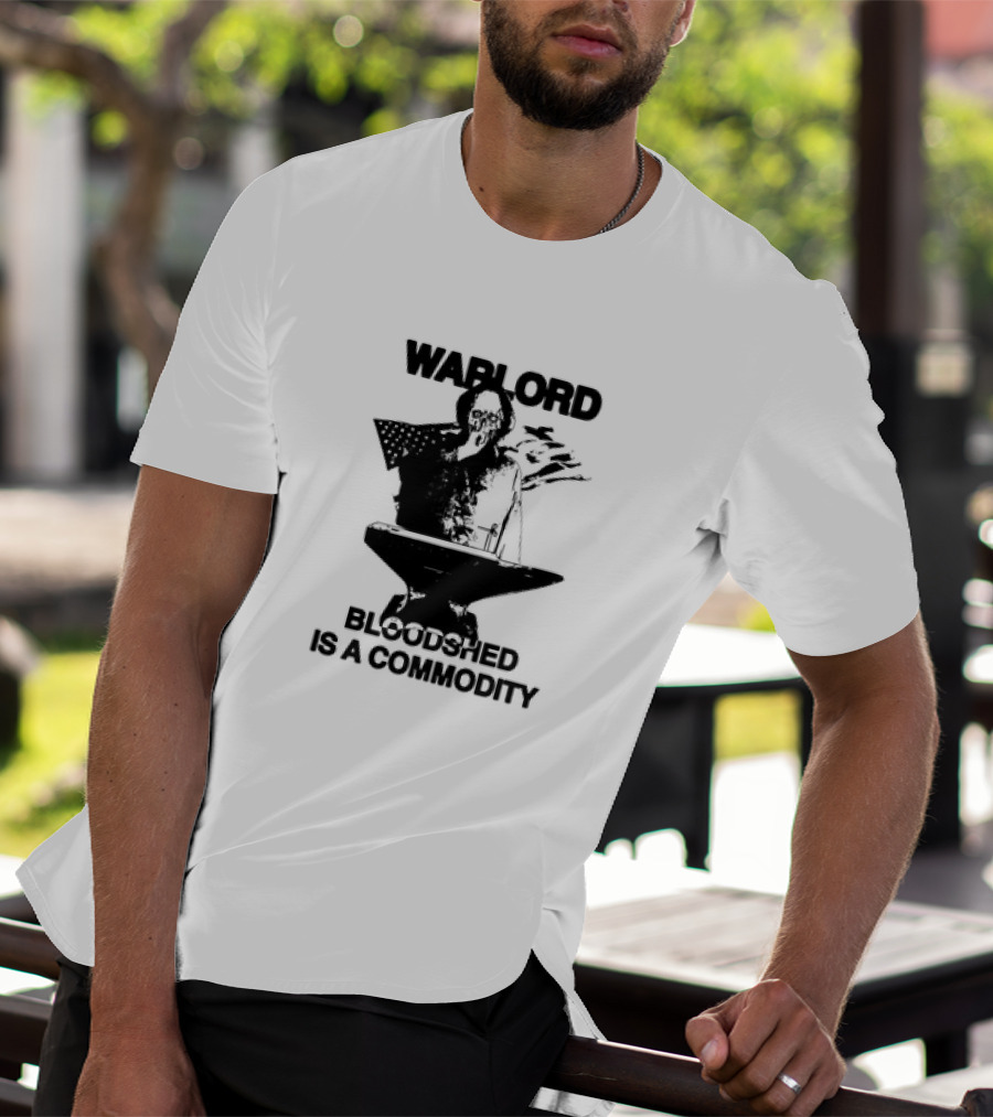 Warlord Bloodshed Is A Commodity Grim Reaper Anvil American Flag T-Shirt