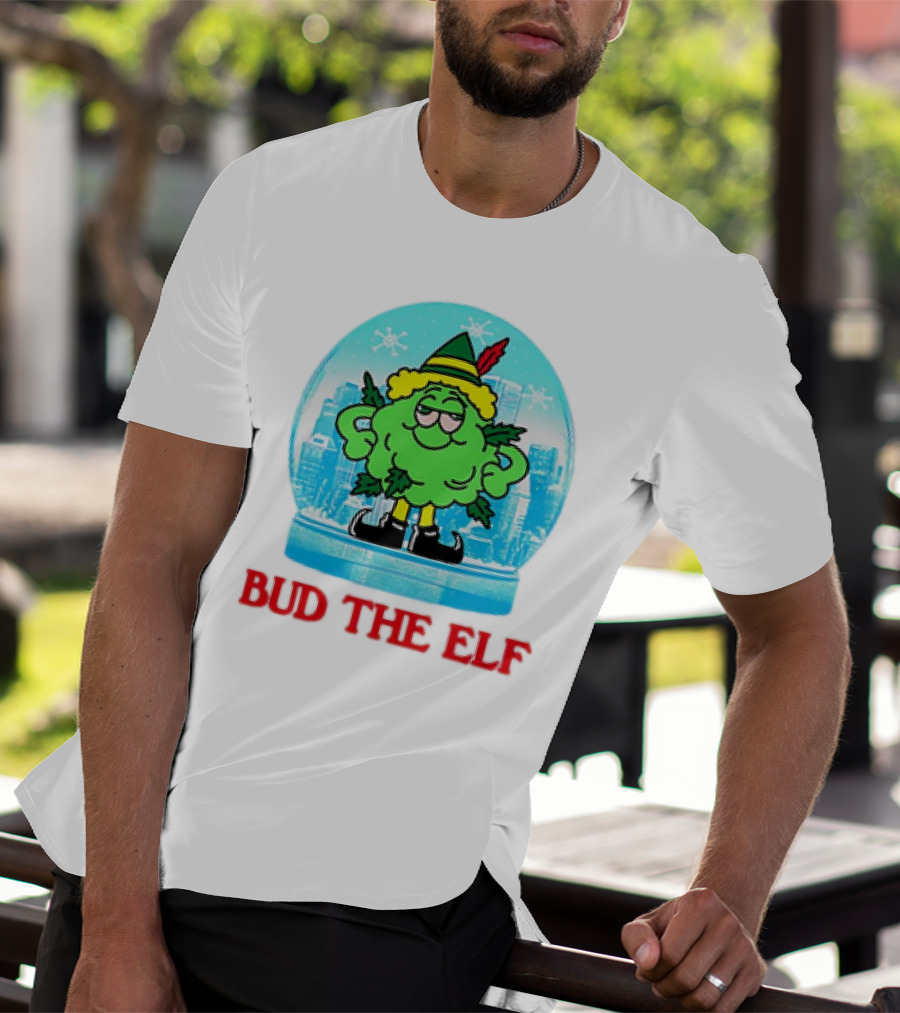 Bud The Elf Christmas Snow Globe Scene T-Shirt