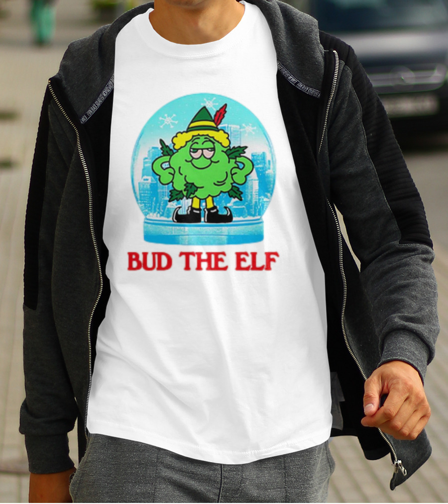 Bud The Elf Christmas Snow Globe Scene T-Shirt
