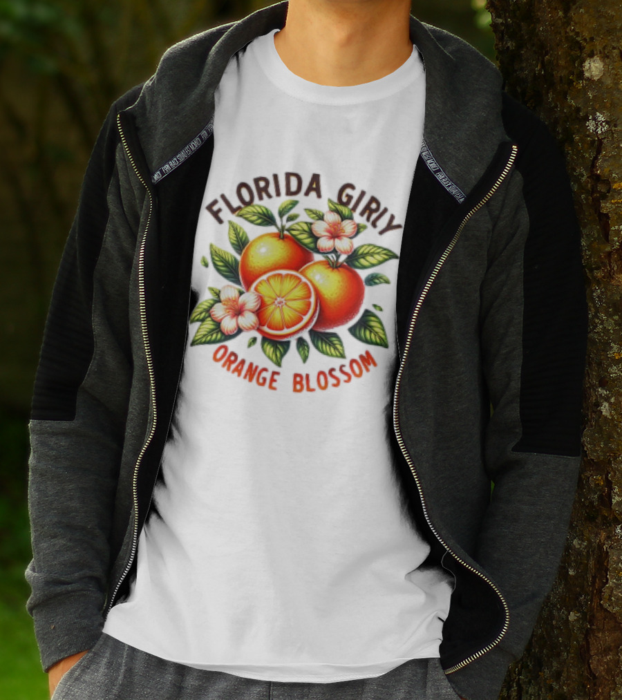 Florida Girly Orange Blossom Vintage Citrus Floral Retro T-Shirt