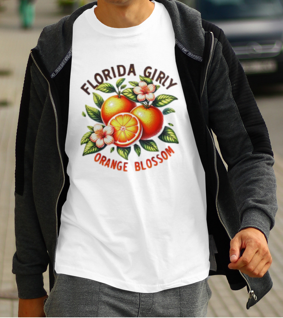 Florida Girly Orange Blossom Vintage Citrus Floral Retro T-Shirt