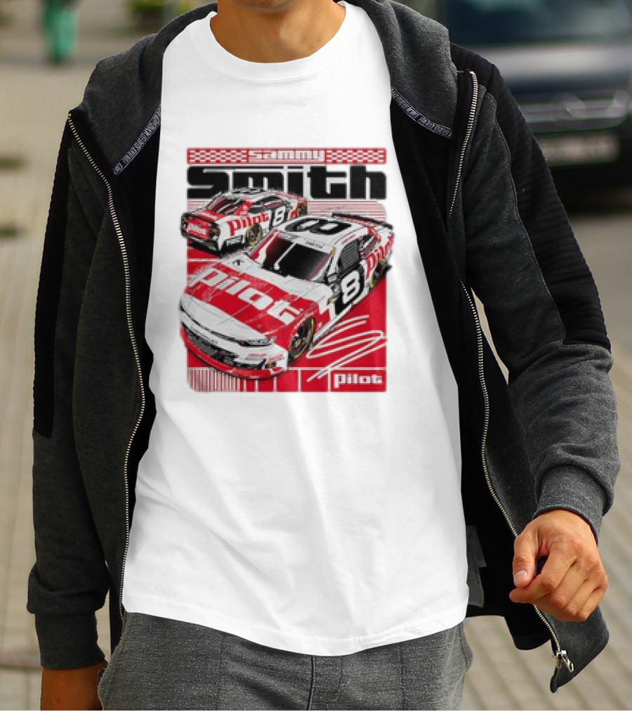 Sammy Smith #8 Pilot Racing Car JR Motorsports Red And White T-Shirt