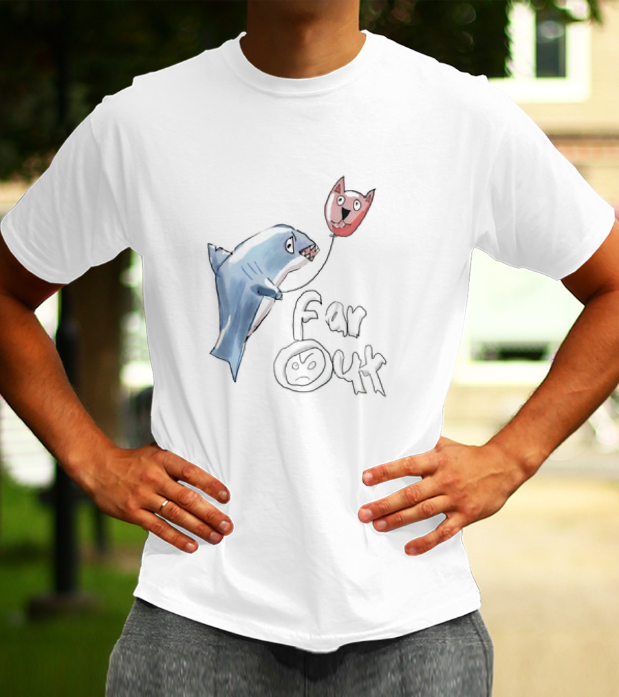 Shark With Cat Balloon Far Out T-Shirt
