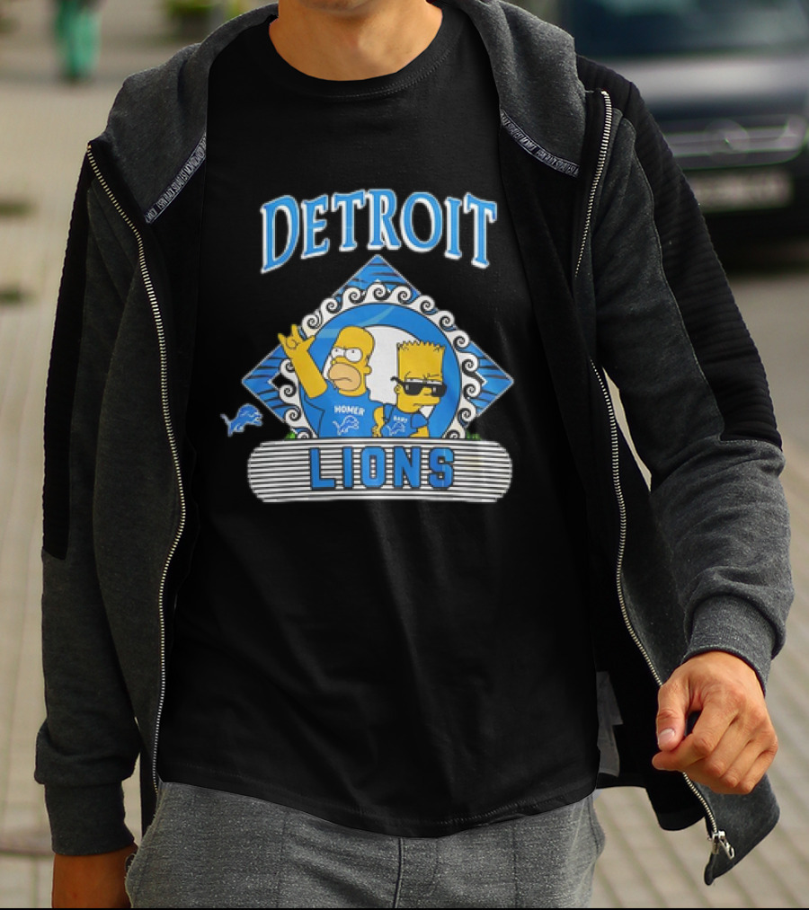 Homer Simpson Bart Simpson Detroit Lions NFL Funday Football T-Shirt