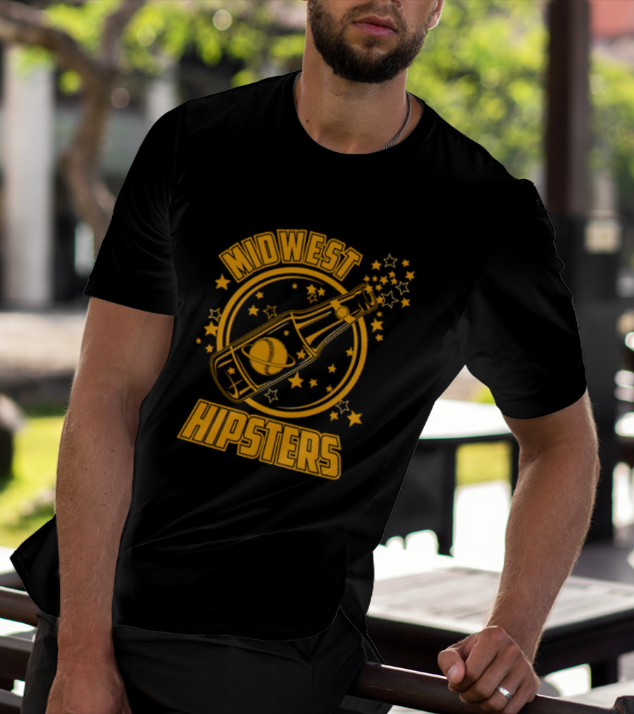 Midwest Hipsters Bottle With Stars And Rings T-Shirt