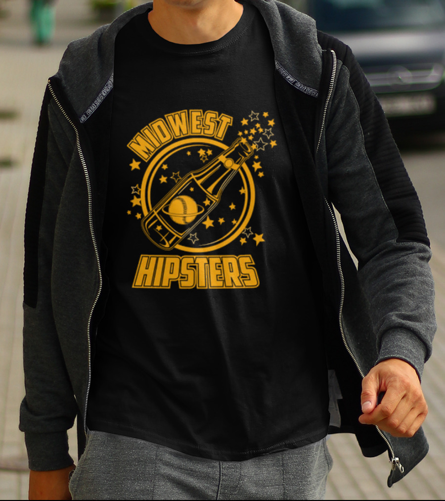 Midwest Hipsters Bottle With Stars And Rings T-Shirt