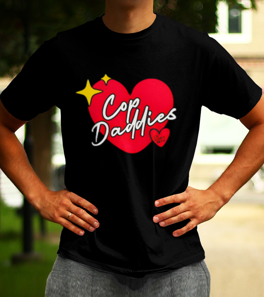 Cop Daddies Heart I Love Cops Girl Stars T-Shirt