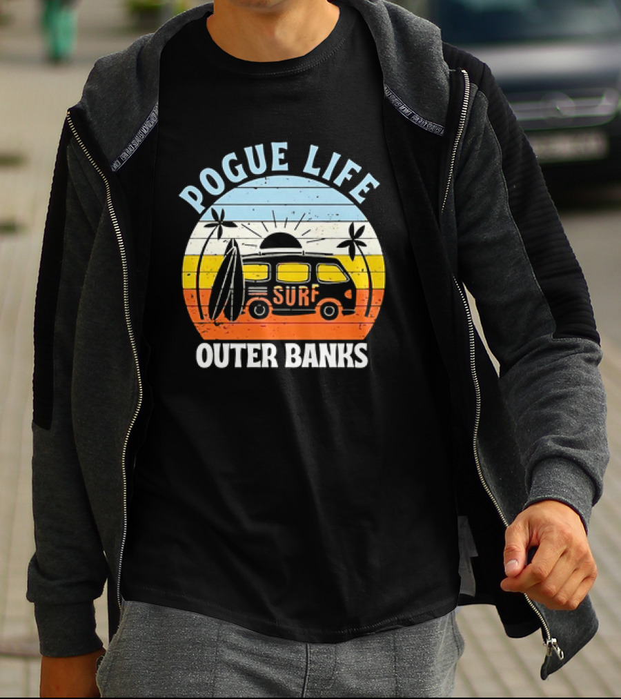 Pogue Life Outer Banks Surf Van Sunset Vintage T-Shirt