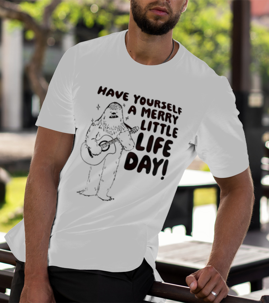 Bigfoot Have Yourself A Merry Little Life Day Playing Guitar T-Shirt