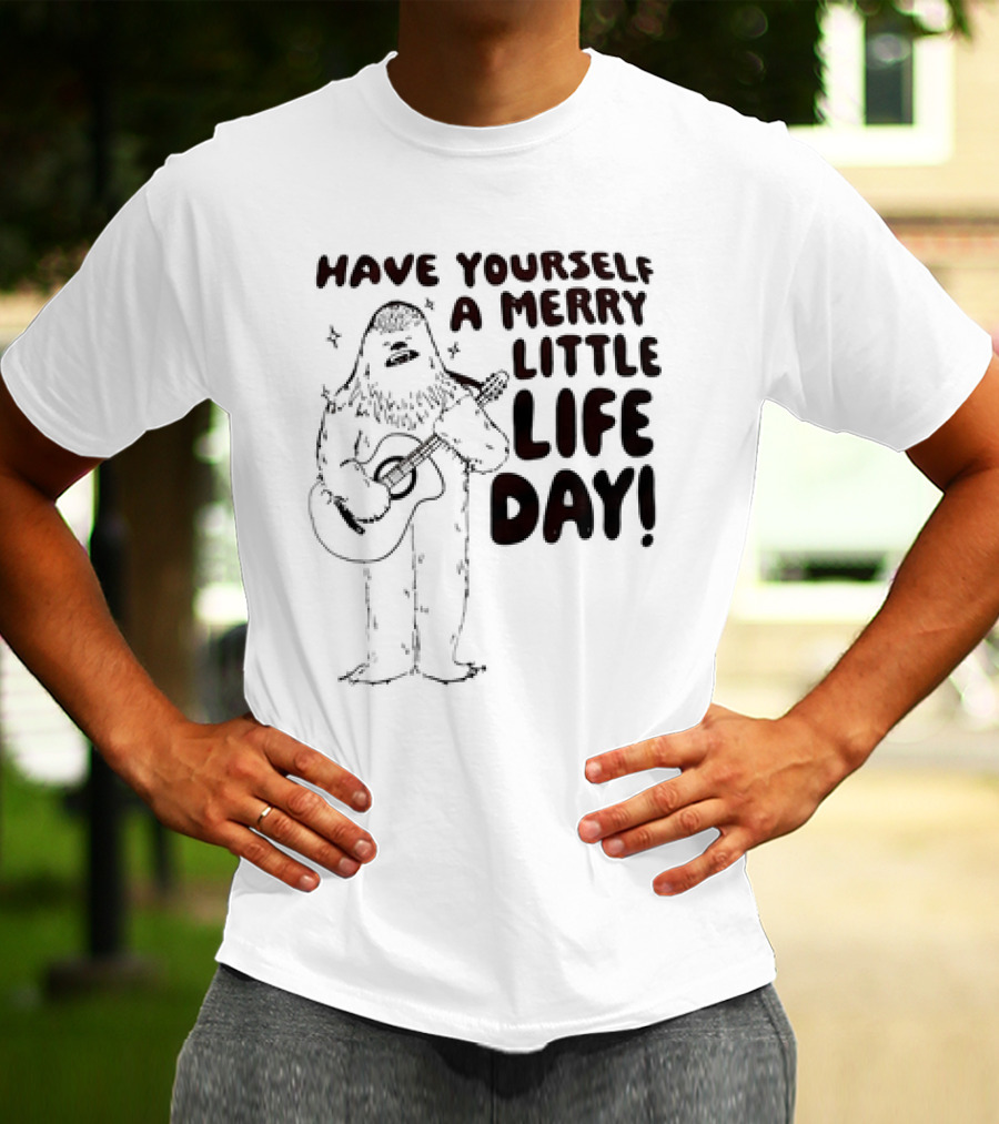 Bigfoot Have Yourself A Merry Little Life Day Playing Guitar T-Shirt