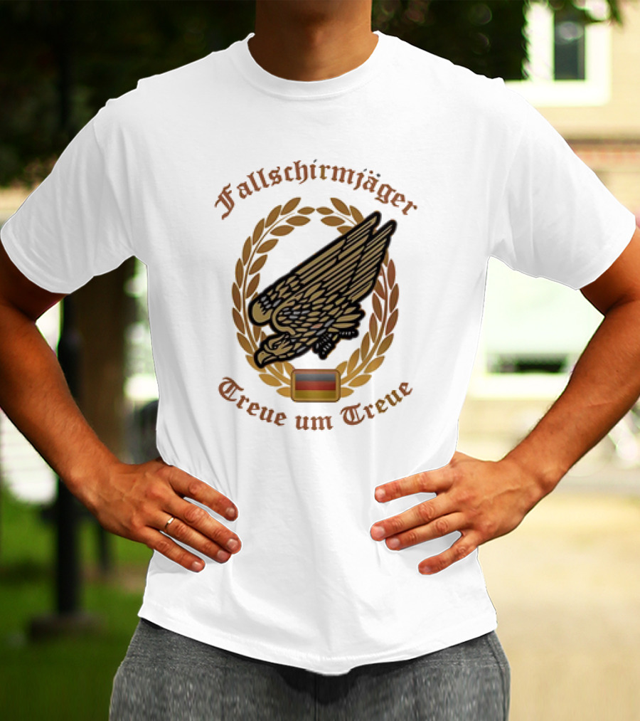 Fallschirmjäger Treue Um Treue Laurel Wreath Badge With Germany Flag T-Shirt