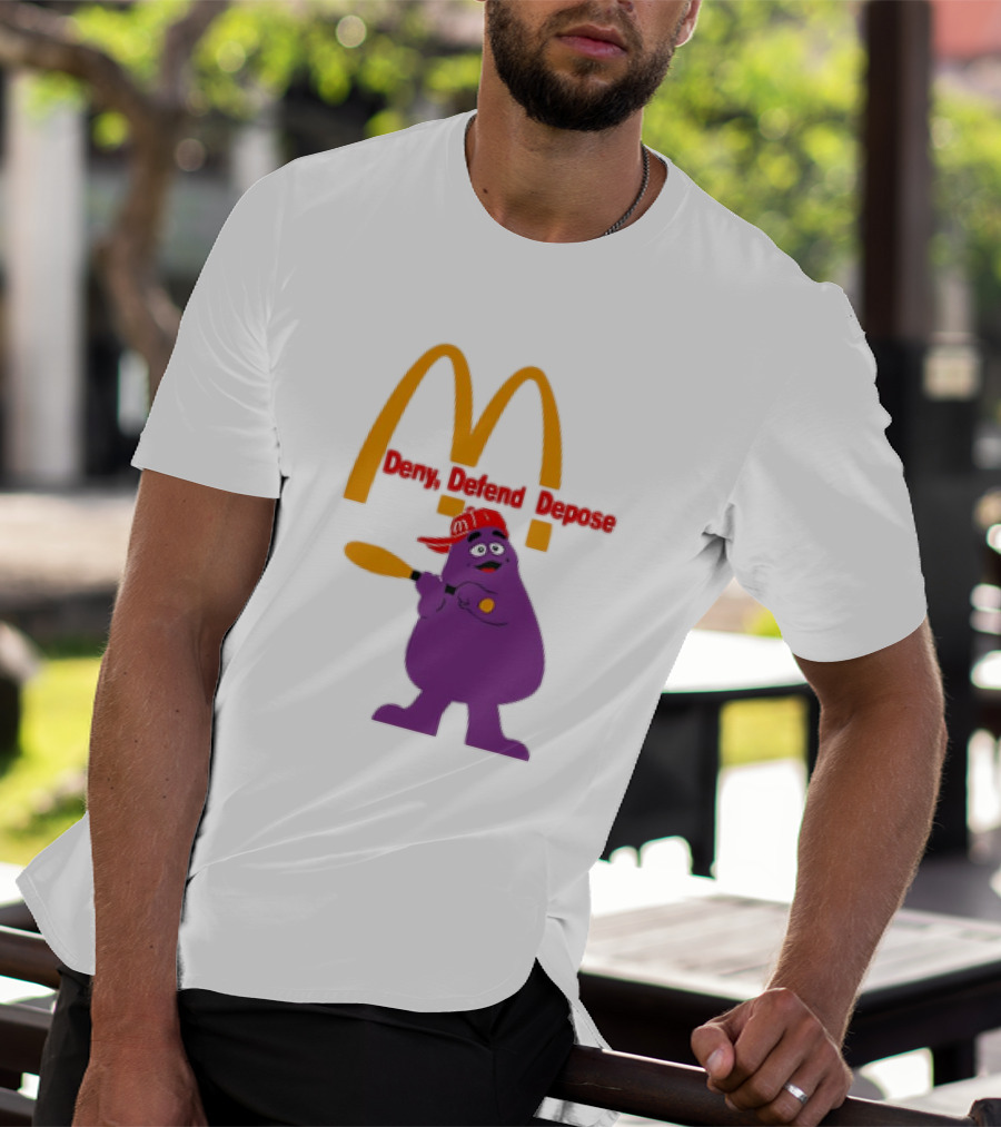 Grimace Baseball Bat Deny Defend Depose McDonald's Mascot T-Shirt