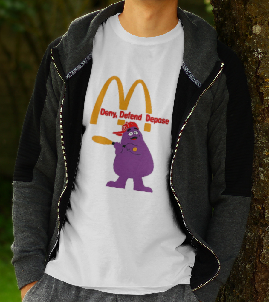Grimace Baseball Bat Deny Defend Depose McDonald's Mascot T-Shirt