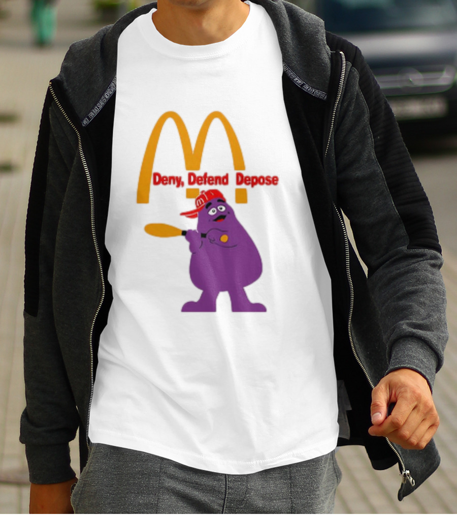 Grimace Baseball Bat Deny Defend Depose McDonald's Mascot T-Shirt