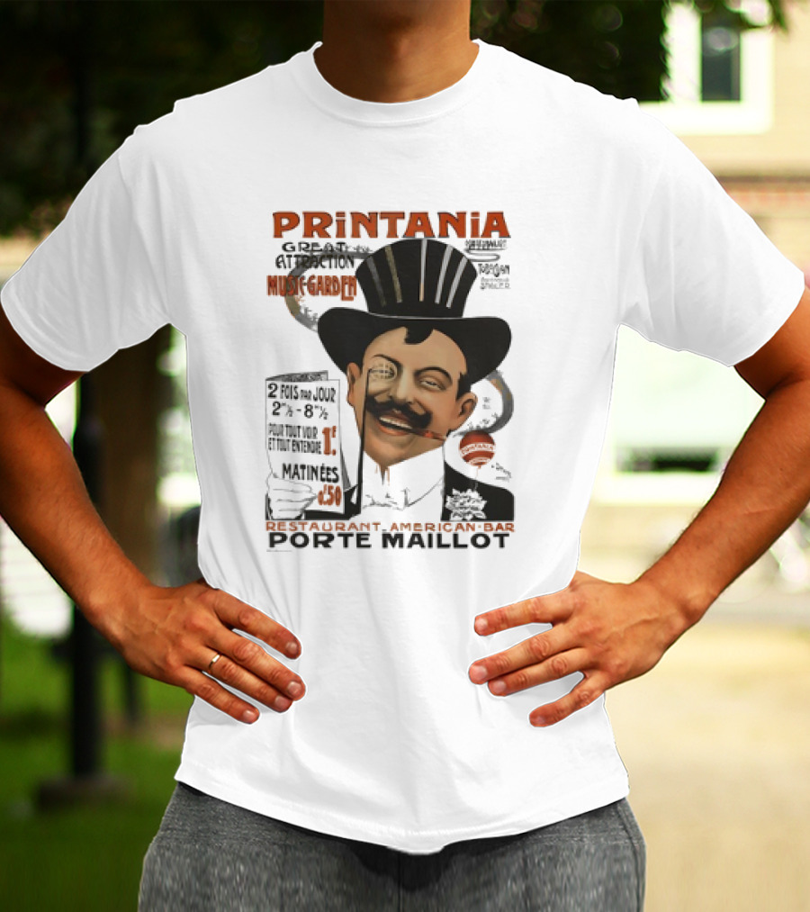 Printania Great Attraction Music Garden Restaurant American Bar Porte Maillot Vintage Advertisement T-Shirt