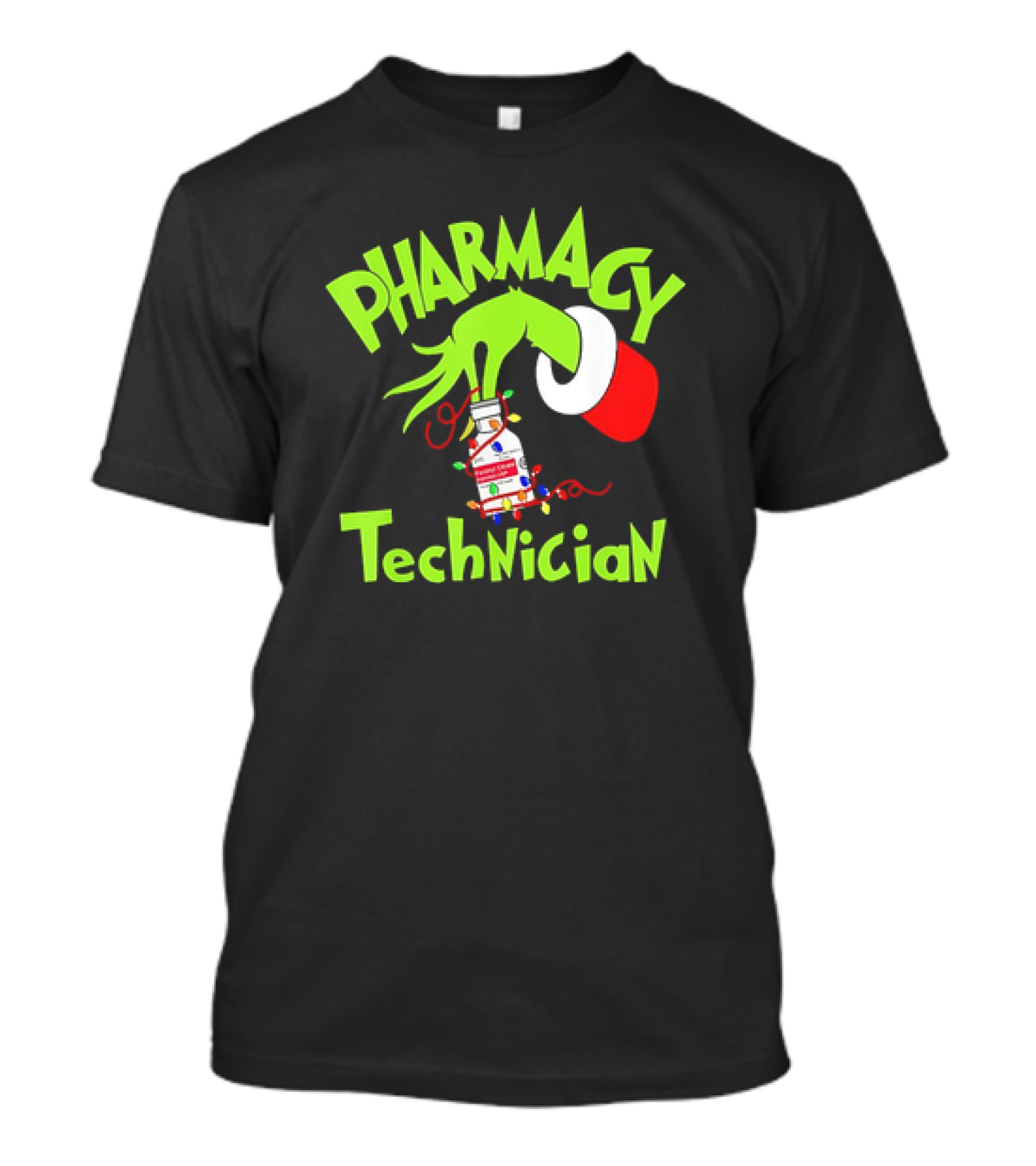 Grinch Pharmacy Technician Christmas Lights T-Shirt