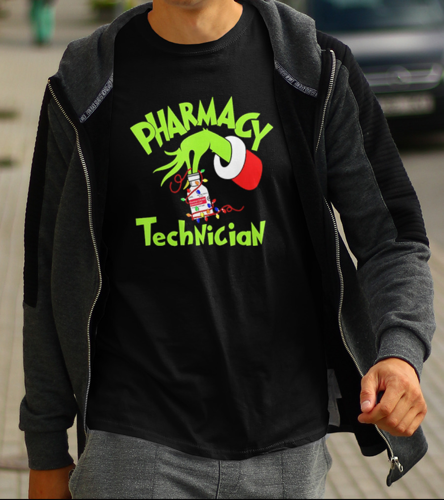 Grinch Pharmacy Technician Christmas Lights T-Shirt