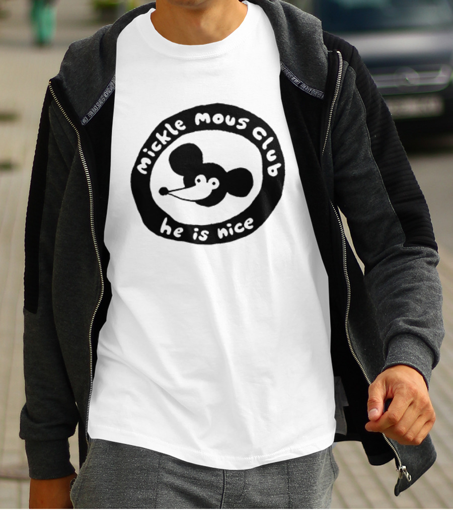 Mickle Mous Club He Is Nice Black And White Circle T-Shirt