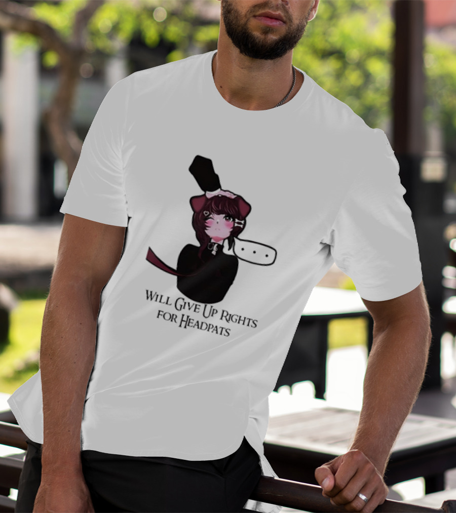 Will Give Up Rights For Headpats Anime Cat Ear Character With Blush And Speech Bubble T-Shirt