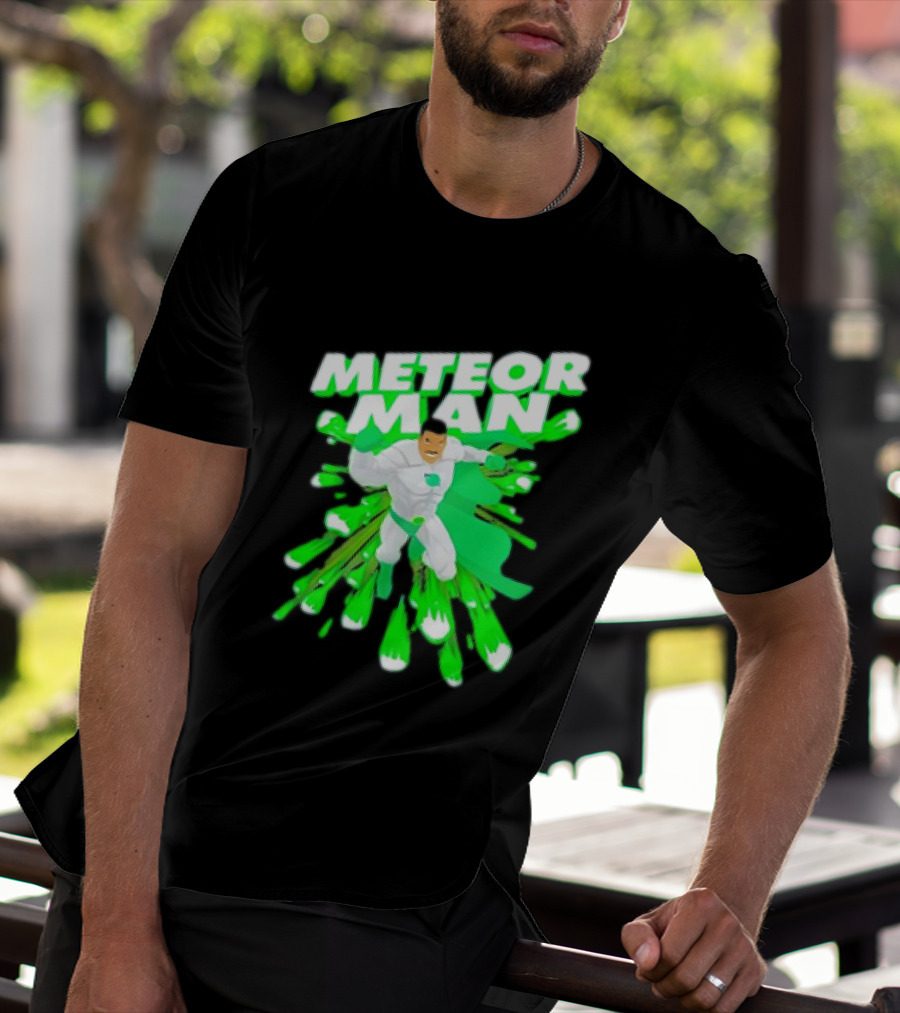 Meteor Man Heroic Pose With Green Comet Effect T-Shirt